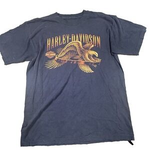 VTG Harley-Davidson Men's L Biker T-Shirt Black – Golden Eagle Pirate‎ Cayman